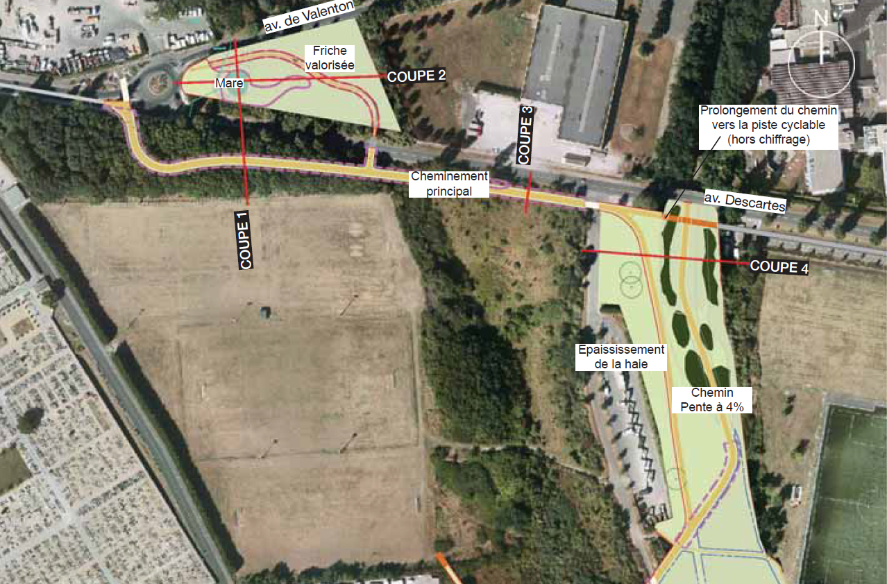 Avenue Descartes et accès à l’Arc-Boisé